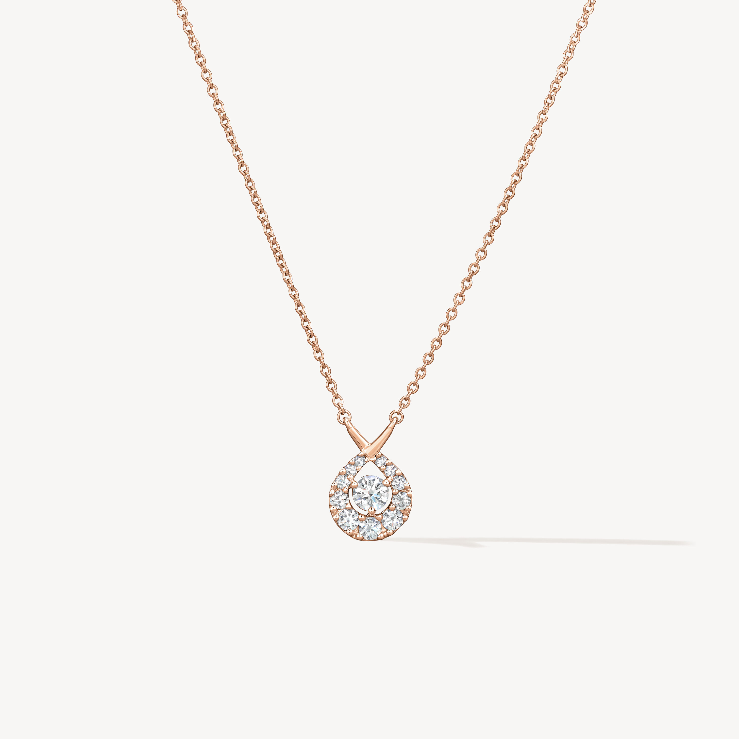 Optima 鑽石項鏈, 18K 玫瑰金, large