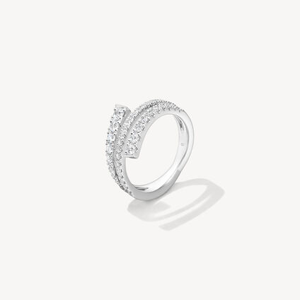 Grace Wrap鑽石戒指, 18K 白金, large