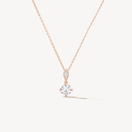 Aerial Petite Drop 鑽石項鏈, 18K 玫瑰金, large