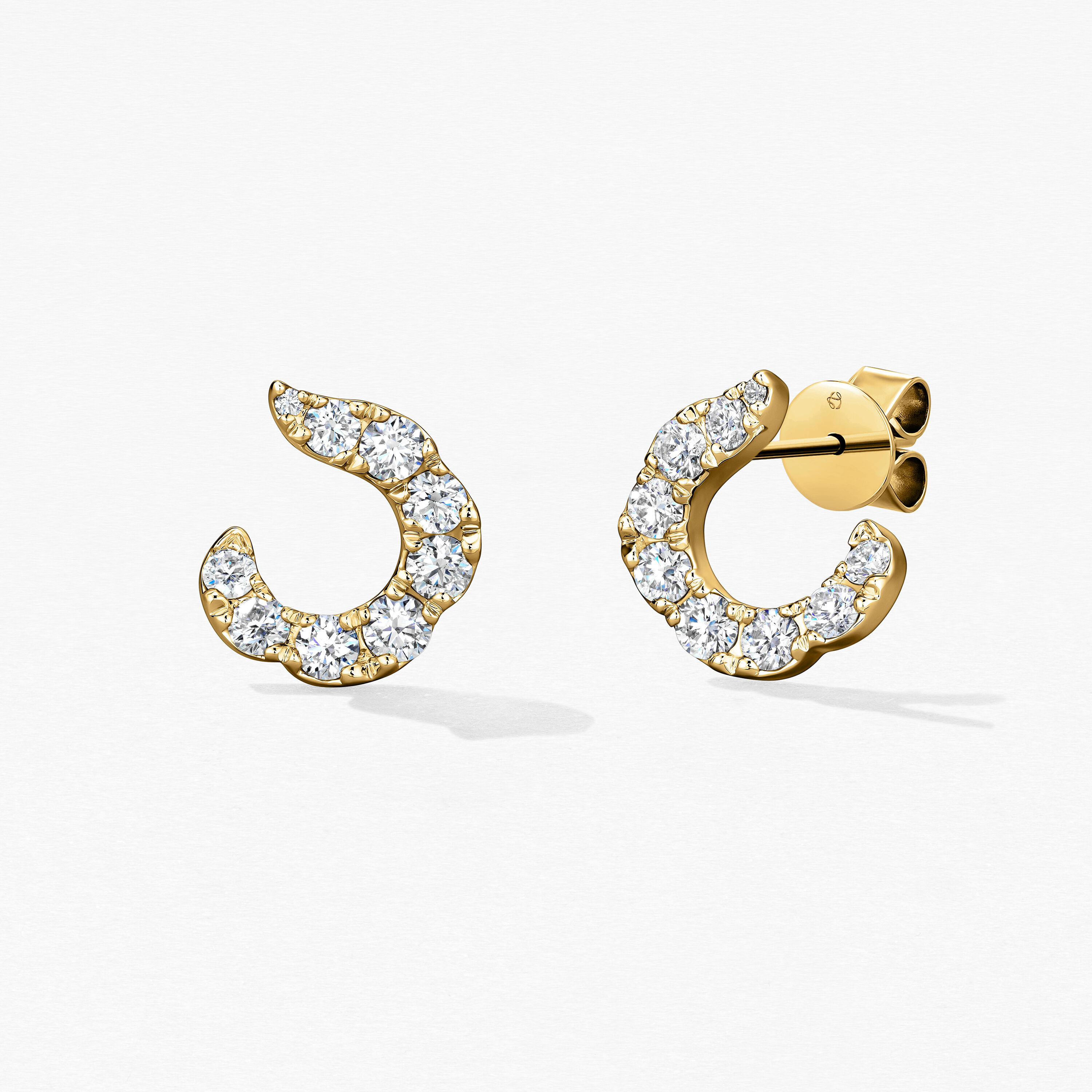 Lorelei Crescent 鑽石耳環, 18K 黄金, large