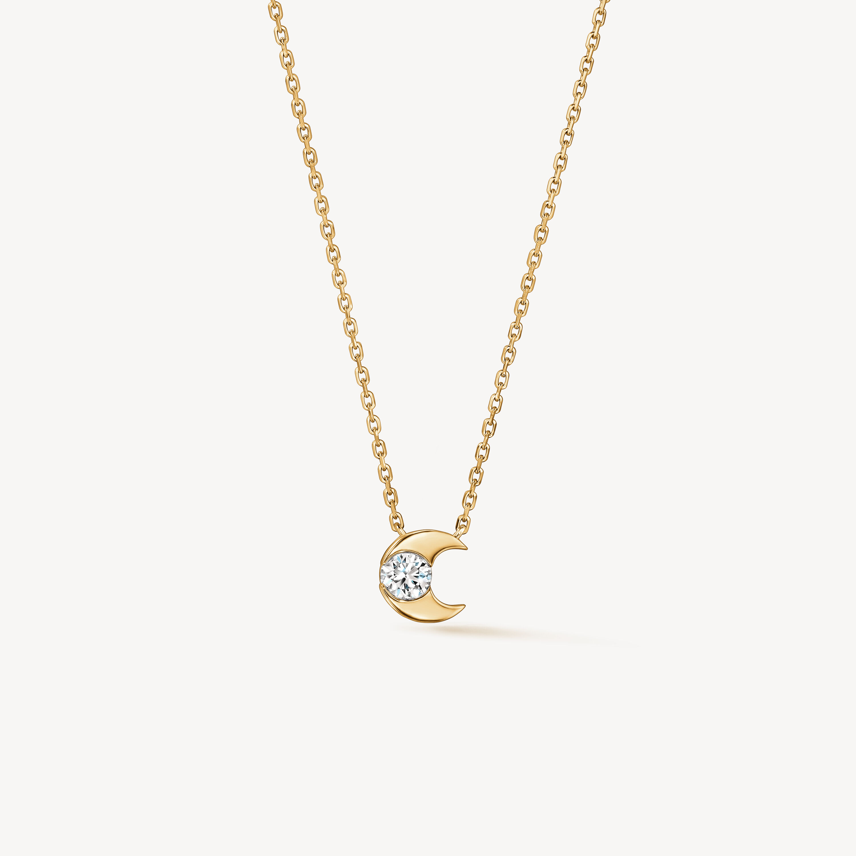 Charmed Half Moon Pendant Necklace, 18K Yellow Gold, large