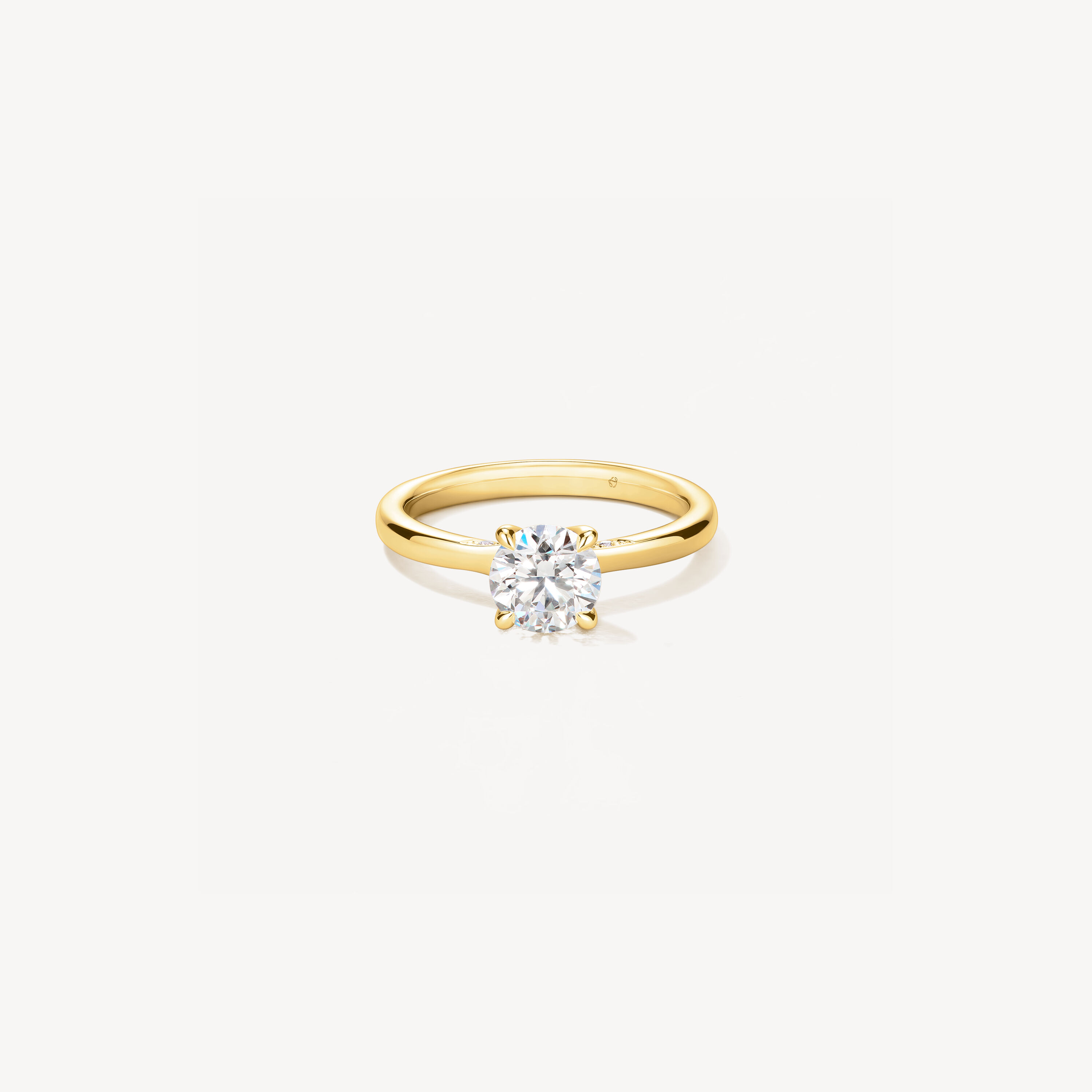 VELA Solitaire with Diamond Gallery 鑽石戒指, 18K 黄金, large
