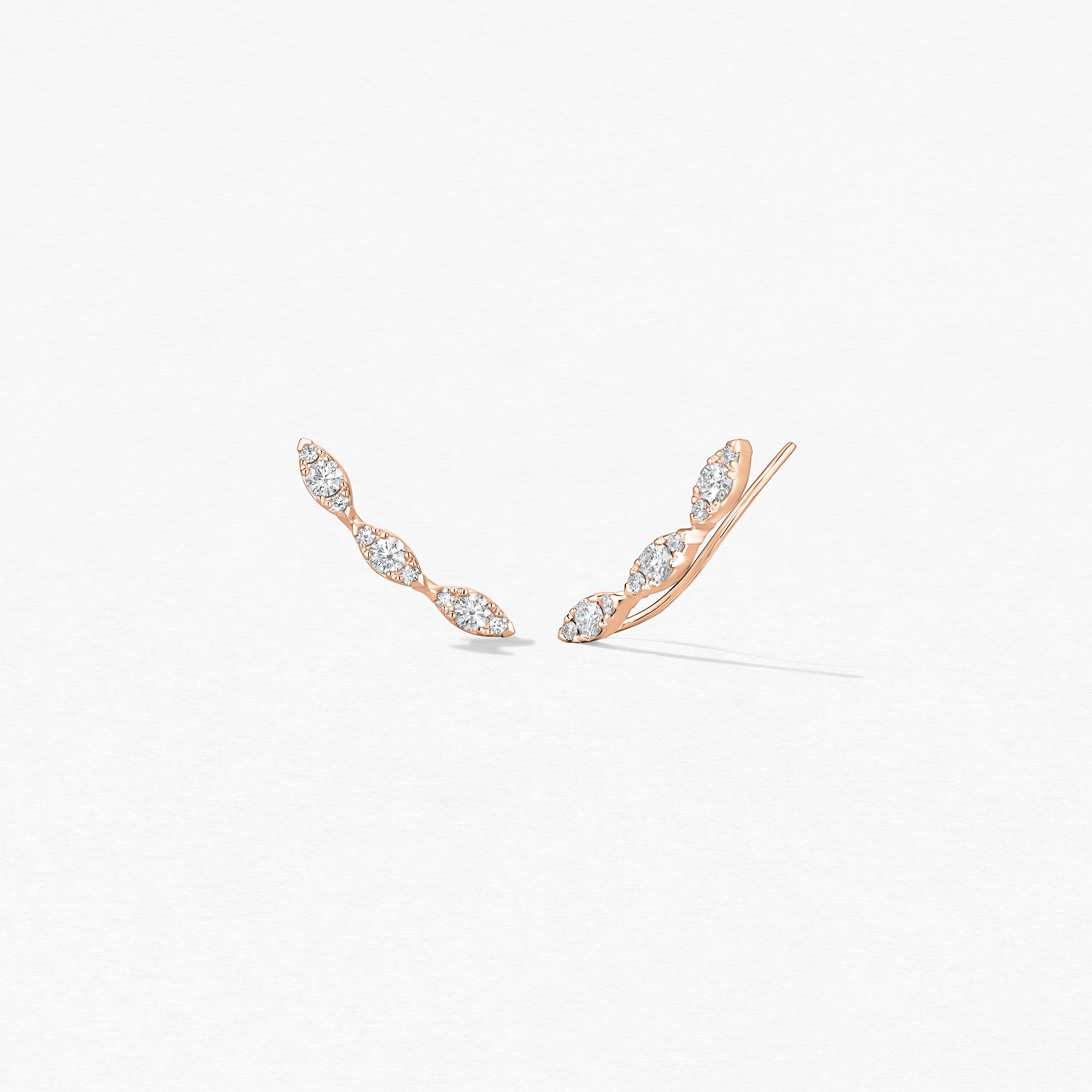 Aerial Marquise Earring Climbers, 18K Rose Gold, large