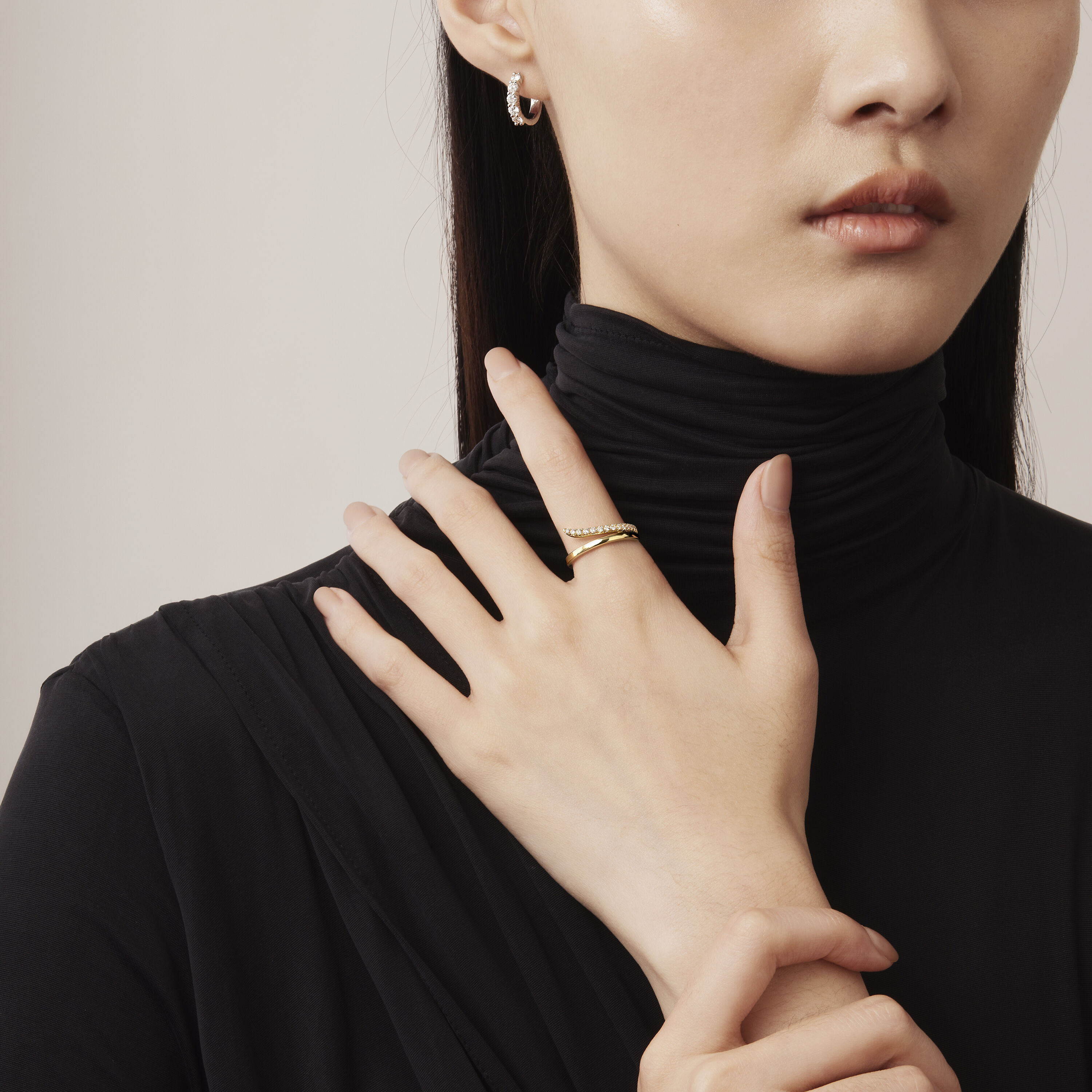 VELA French Cut Pav&eacute; Diamond Ring, 18K White Gold, large