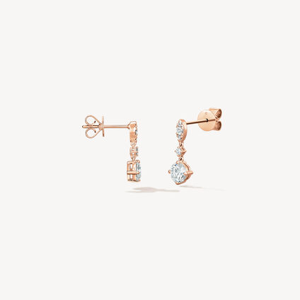 Aerial Petite Drop 鑽石耳環, 18K 玫瑰金, large