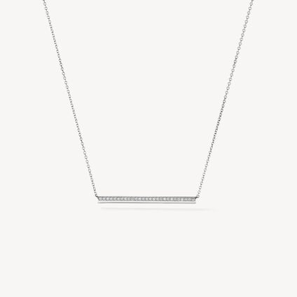 Barre 密鑲鑽石項鍊, 18K 白金, large