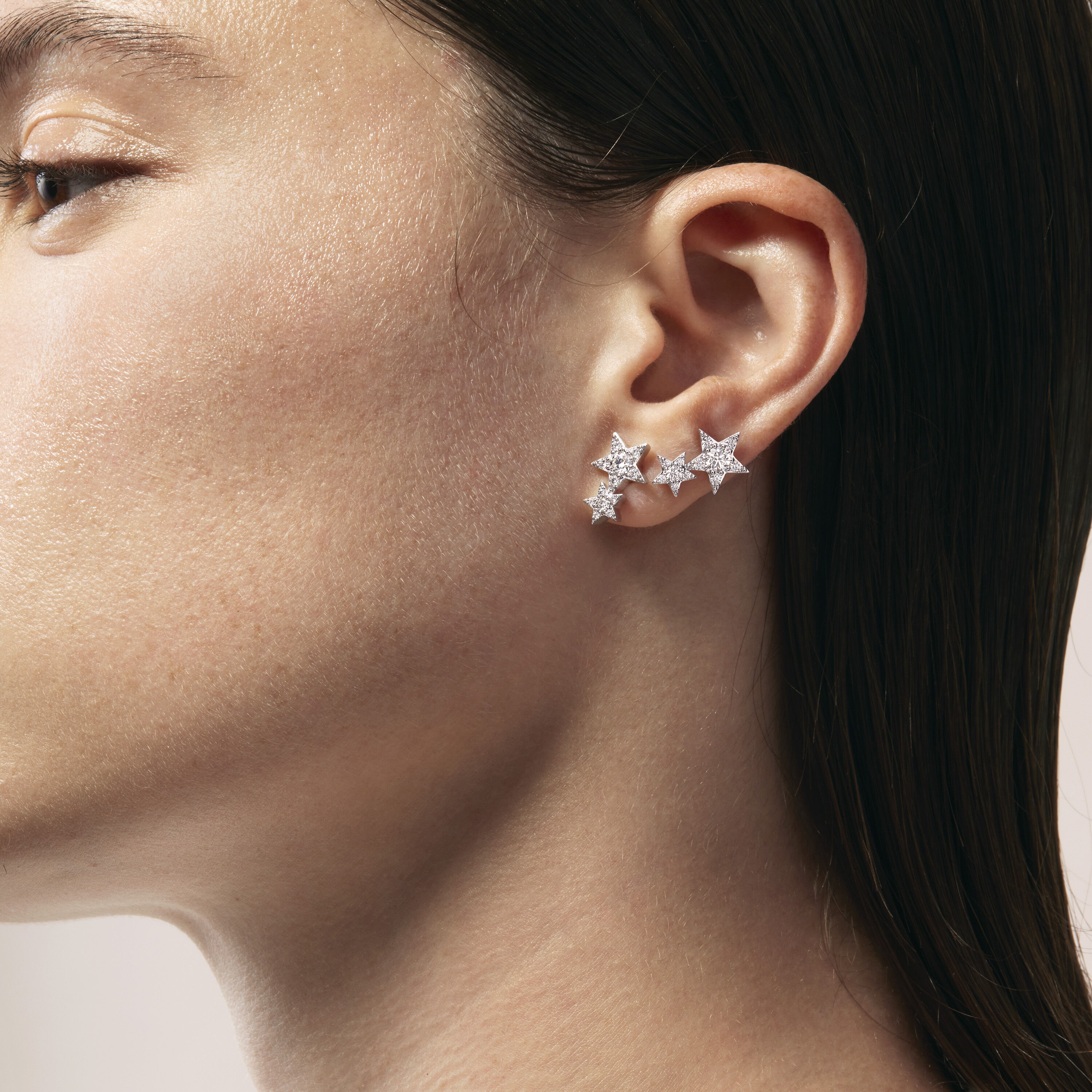 Illa Double Star Stud Earrings, 18K Rose Gold, large