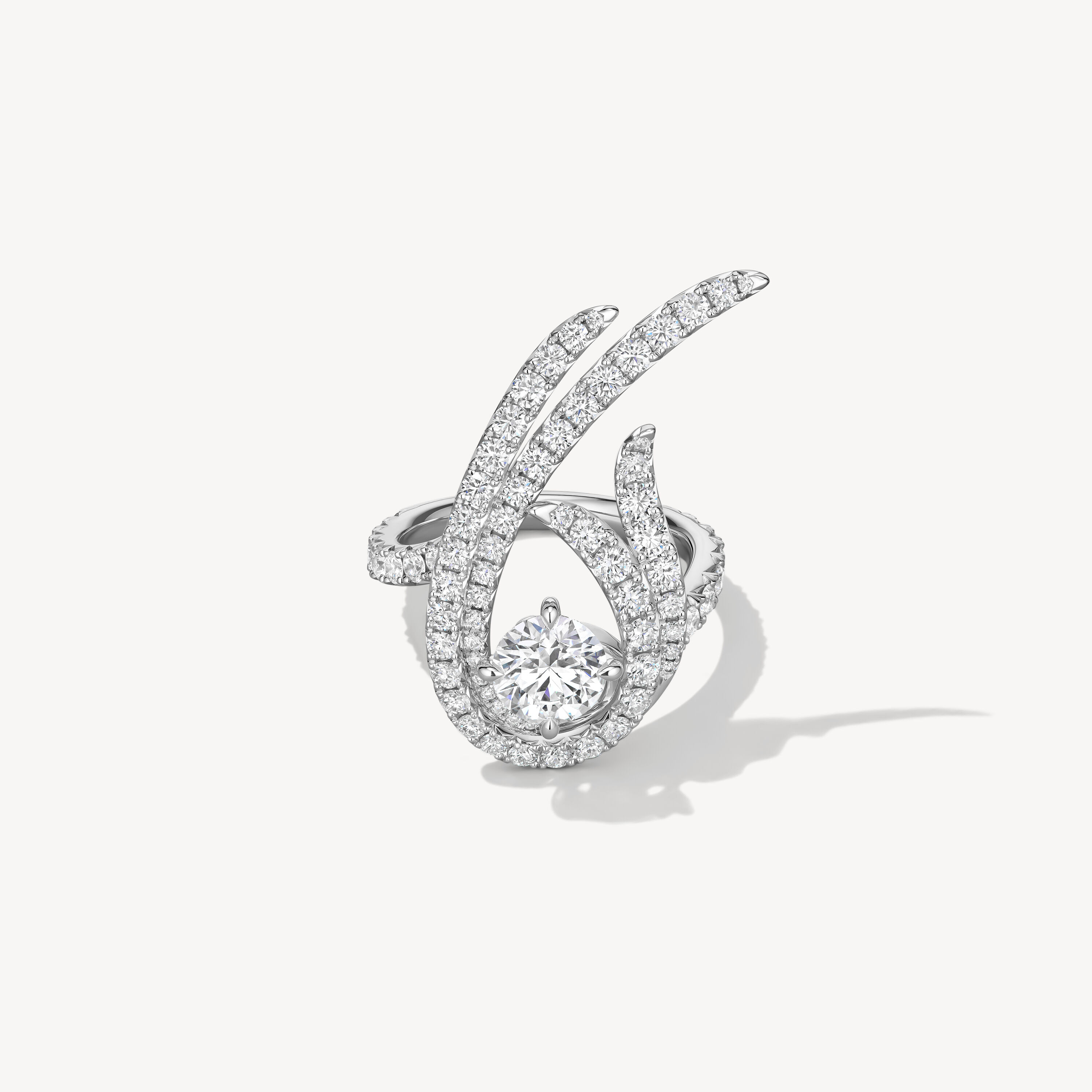VELA Twisted Cocktail 鑽石戒指, 18K 白金, large
