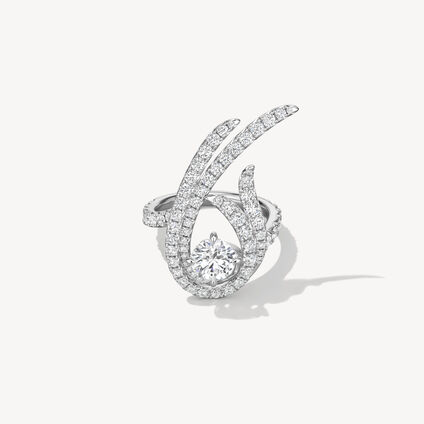 VELA Twisted Cocktail 鑽石戒指, 18K 白金, large