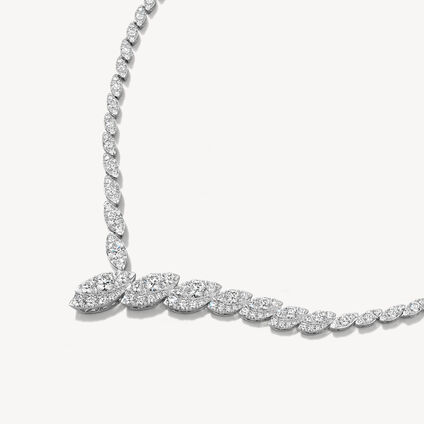 Bypass Necklace, 18K White Gold, large