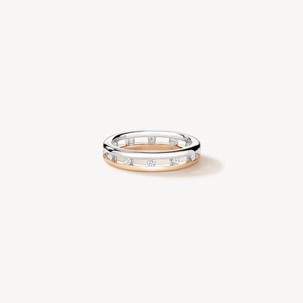 Love Floating Diamond Eternity Wedding Band, Platinum and 18K Rose Gold, large