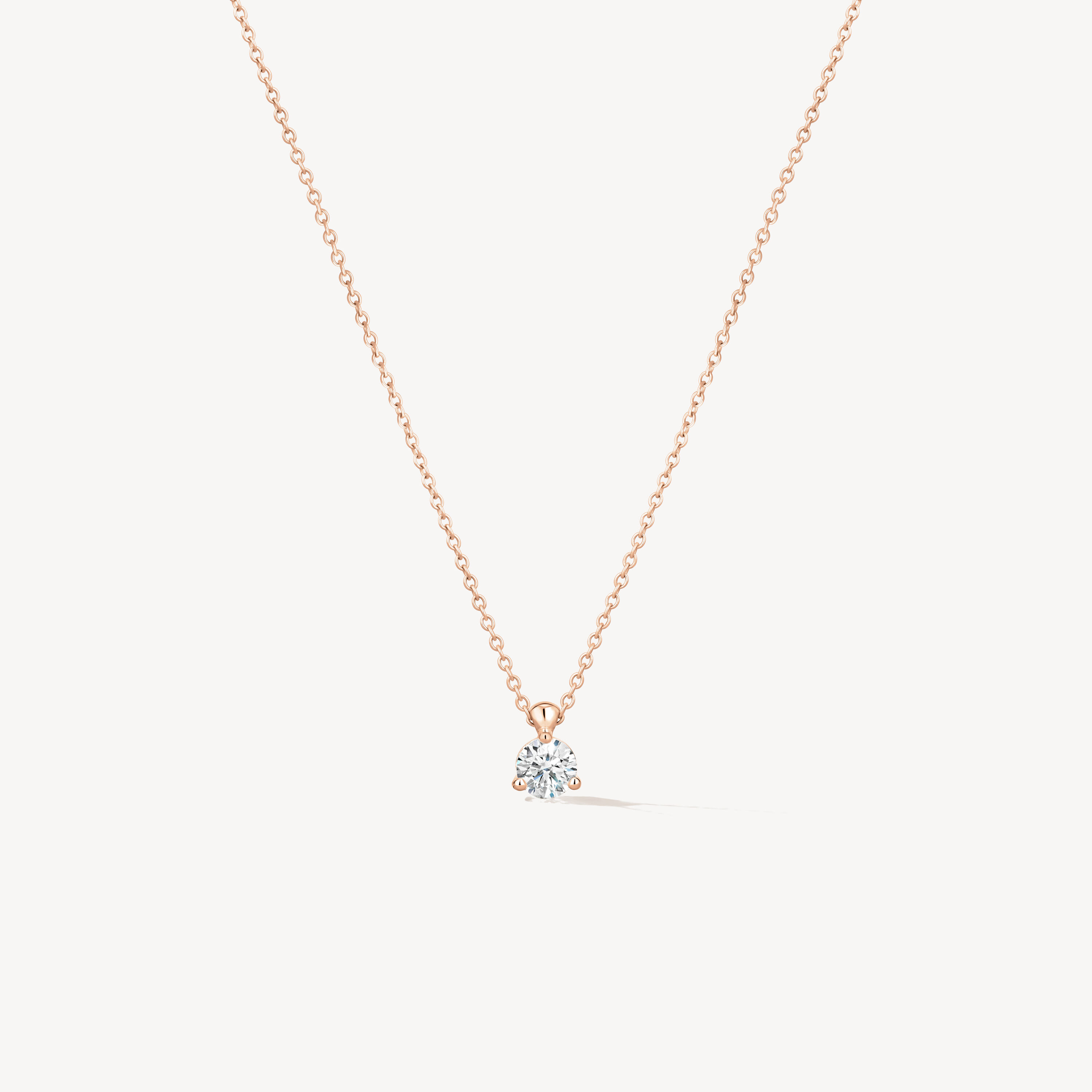 三爪鑽石項鏈, 18K 玫瑰金, large