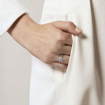 Vela Solitaire with Diamond Band 鑽石戒指　, 鉑金, large