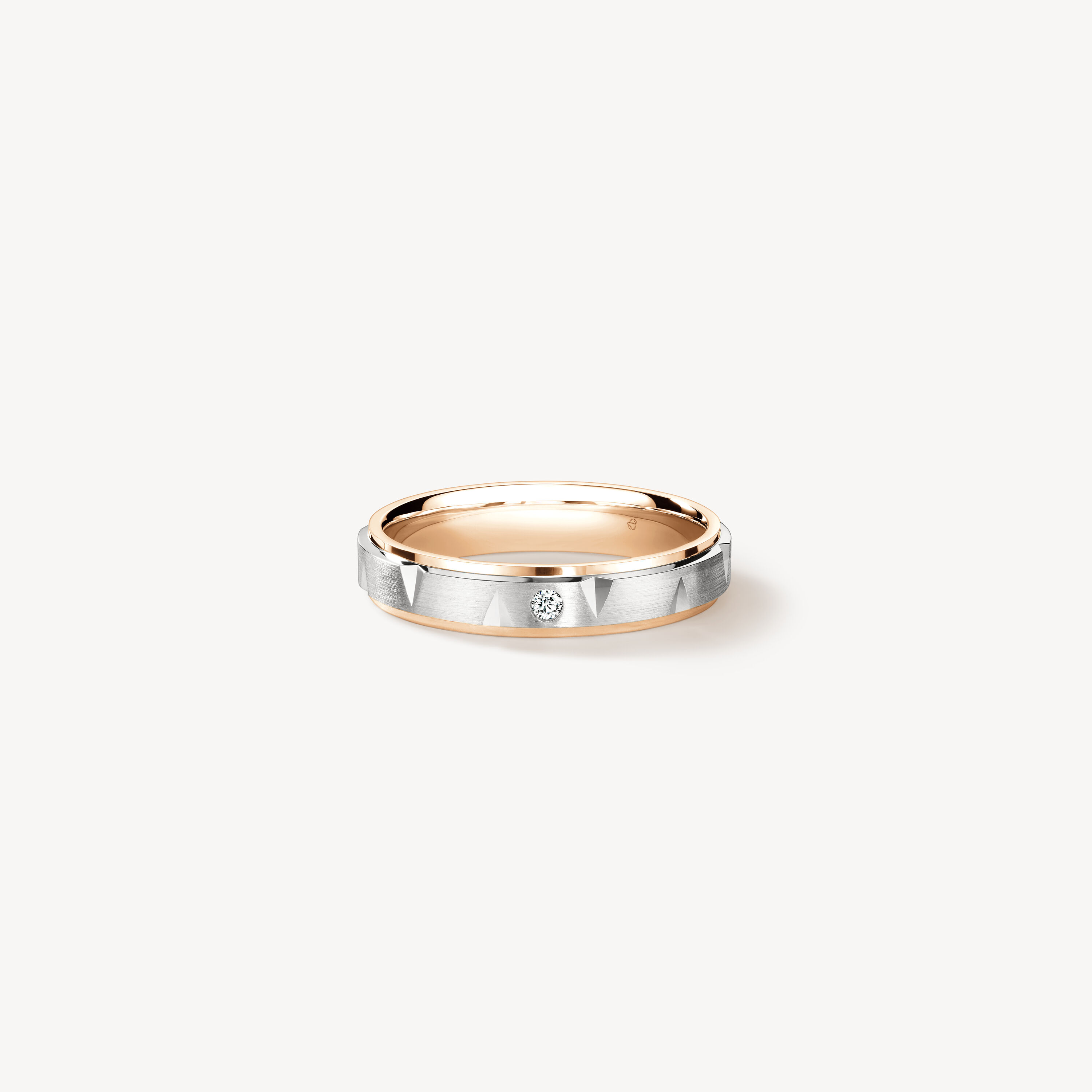 Love Chevron 結婚對戒 , 鉑金和18K 玫瑰金, large
