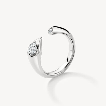 LU Droplet 鑽石戒指, 18K 白金, large