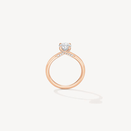 VELA Solitaire with Diamond Gallery 鑽石戒指, 18K 玫瑰金, large