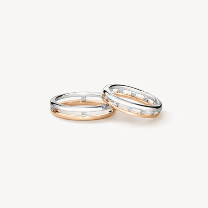 Love Floating Diamond Eternity Wedding Band, Platinum and 18K Rose Gold, large