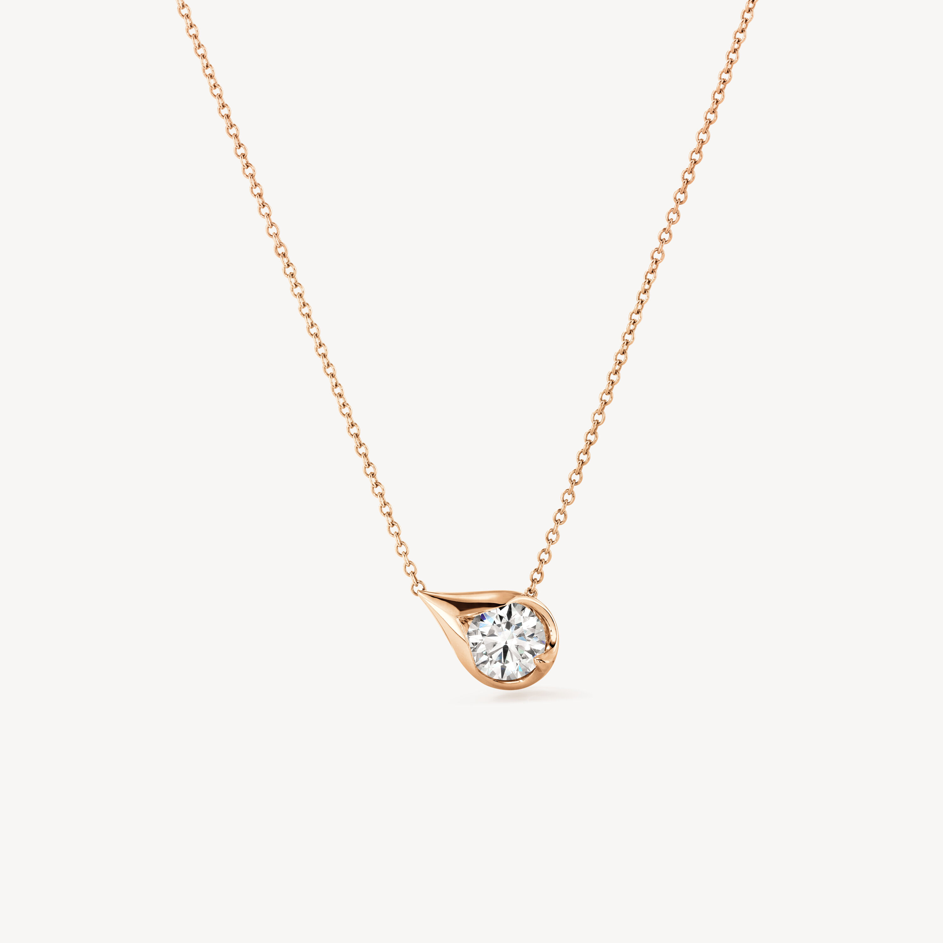 LU Droplet 鑽石項鏈, 18K 玫瑰金, large
