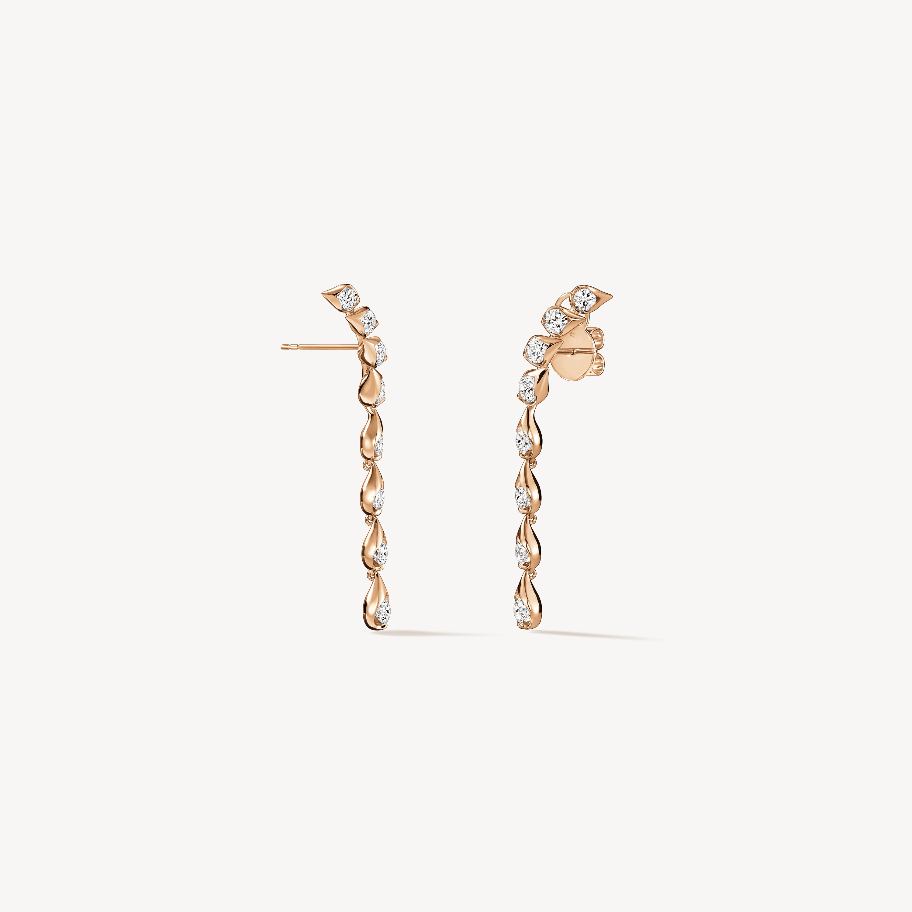 LU Droplet 垂墜式鑽石耳環 （小）, 18K 玫瑰金, large