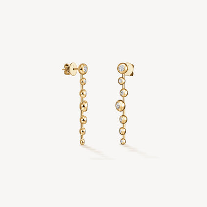 DREAM FLOATING STILETTO EARRINGS, 18K Yellow Gold, large