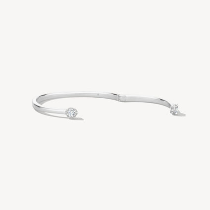 Ellipse Diamond Open Bangle, 18K White Gold, large