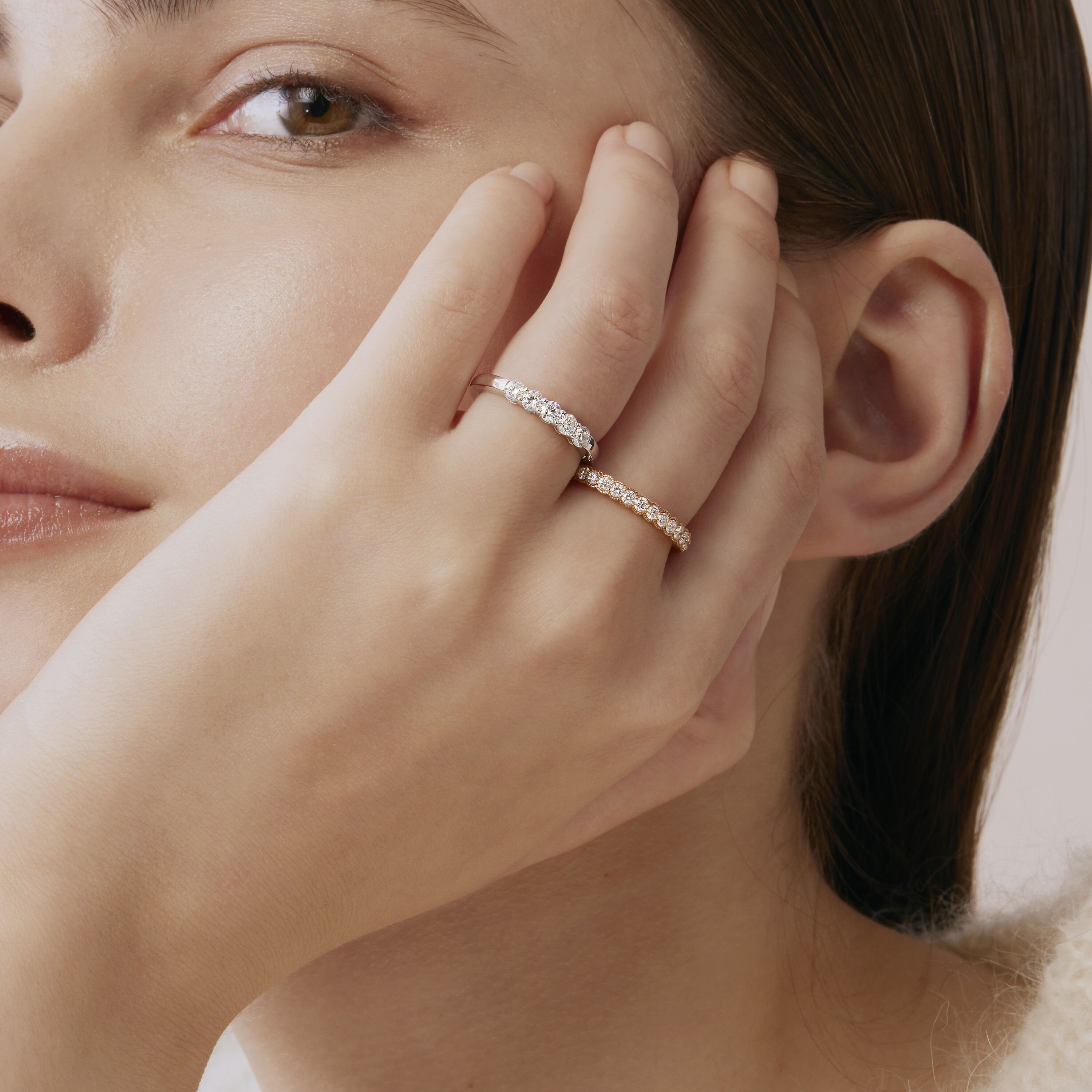 Multiplicity Love 鑽石戒指（五鑽）, 18K 黄金, large