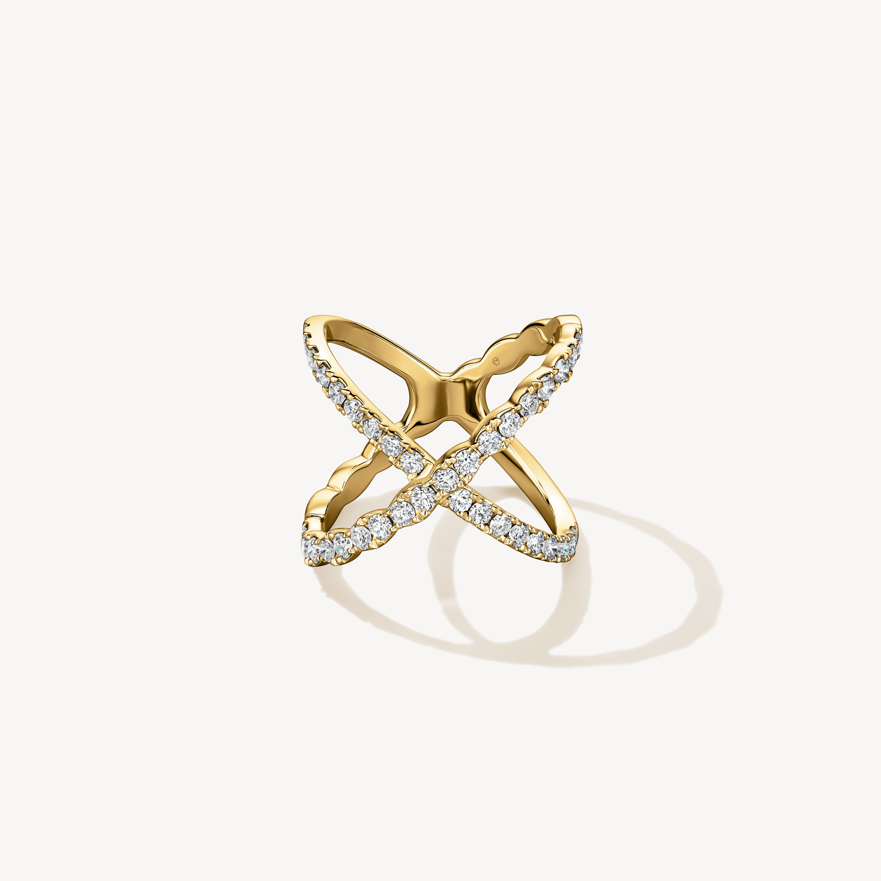 Lorelei Criss Cross 鑽石戒指, 18K 黄金, large