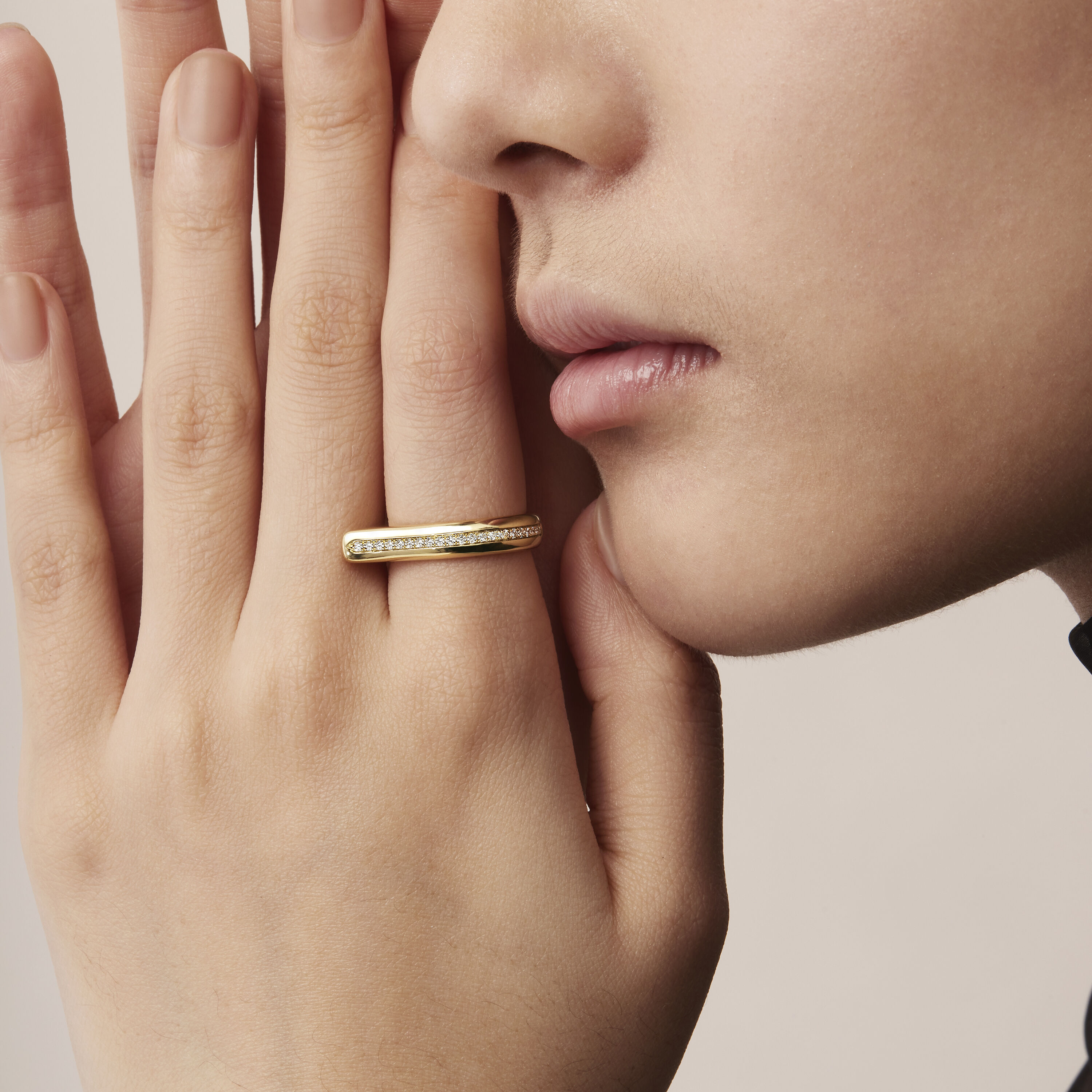 LU Diamond Band, 18K Yellow Gold, large