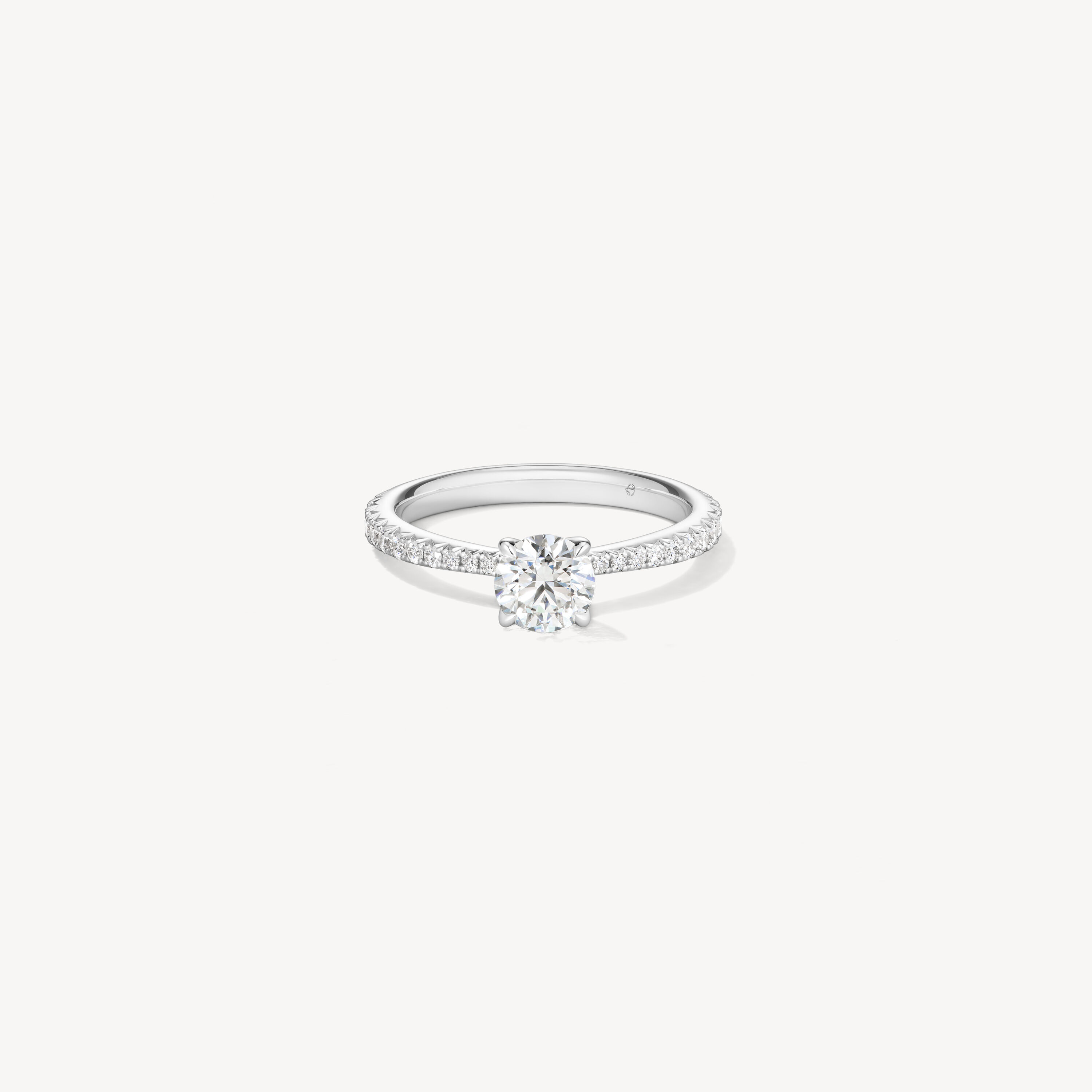 VELA Solitaire with Diamond Band 鑽石戒指　, 鉑金, large