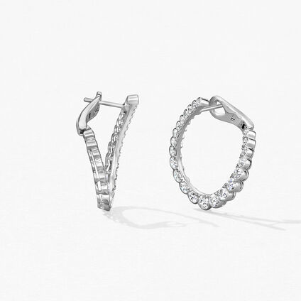 Aerial Regal Diamond Hoop Large, 18K White Gold, large