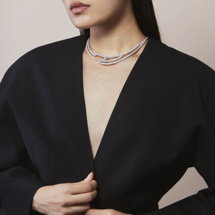 VELA 法式切割密镶鑽石項鏈​, 18K 白金, large