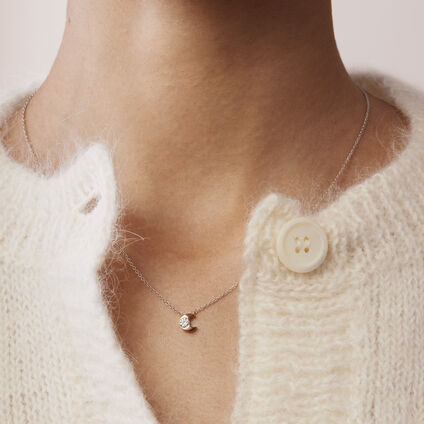 CHARMED HALF MOON 鑽石項鏈, 18K 白金, large
