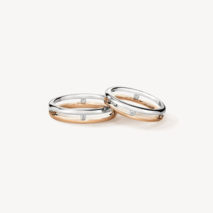 LOVE Floating Diamond 結婚對戒, 18K 玫瑰金（含鉑金）, large
