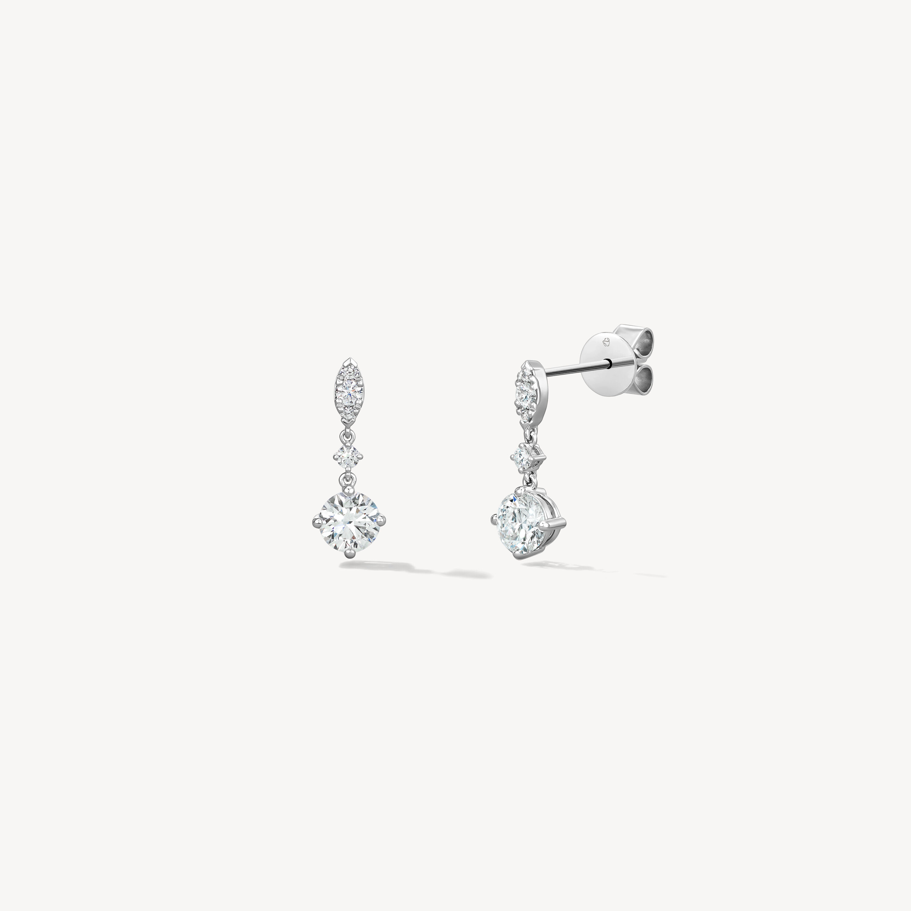 Aerial Petite Drop 鑽石耳環, 18K 白金, large
