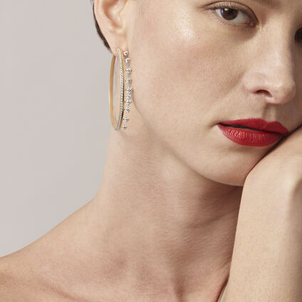 Barre Floating Diamond Large Hoops, 18K White Gold, large