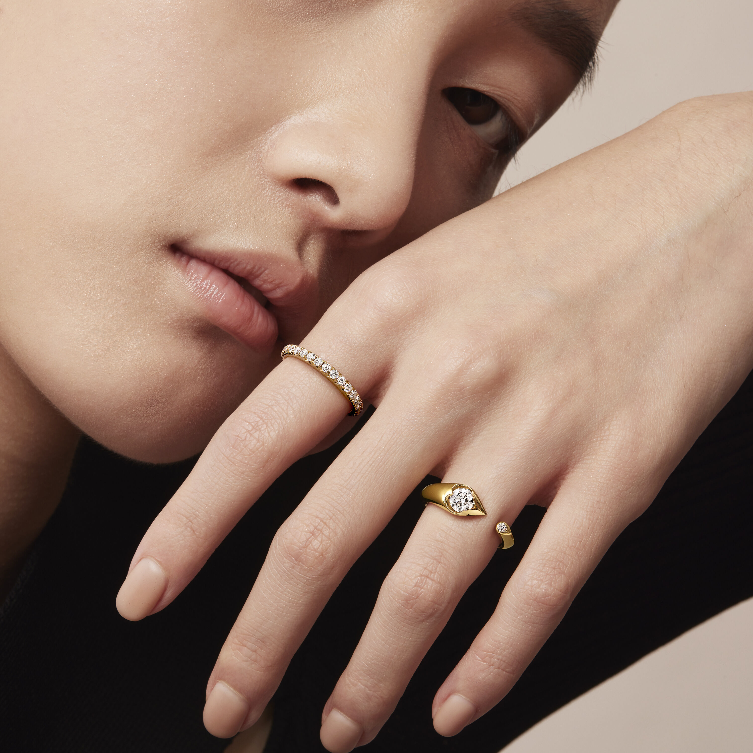 LU Droplet 鑽石戒指, 18K 白金, large