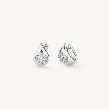 LU Droplet 鑽石耳環, 18K 白金, large