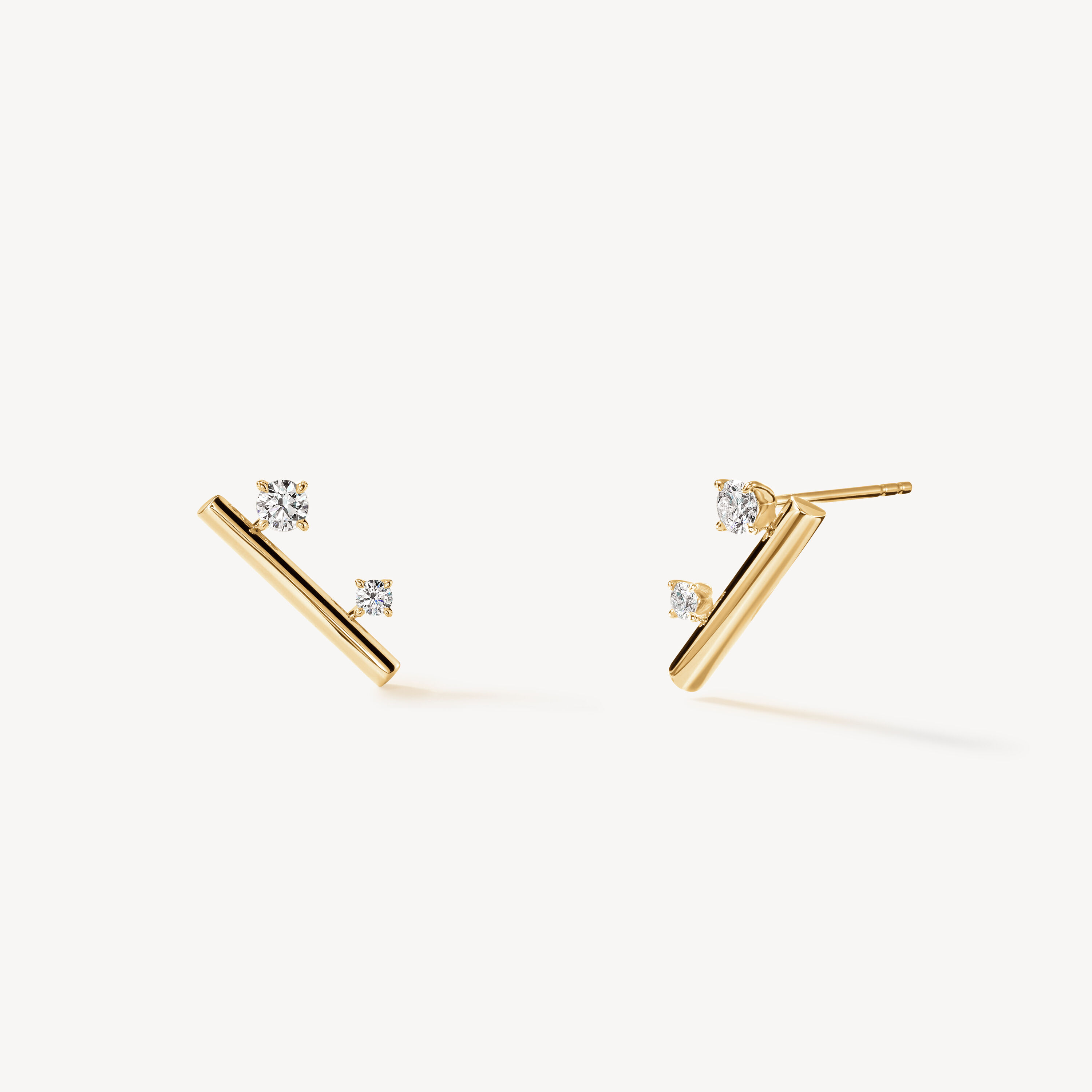Barre Floating Diamond Climber Earrings, 18K Yellow Gold, large