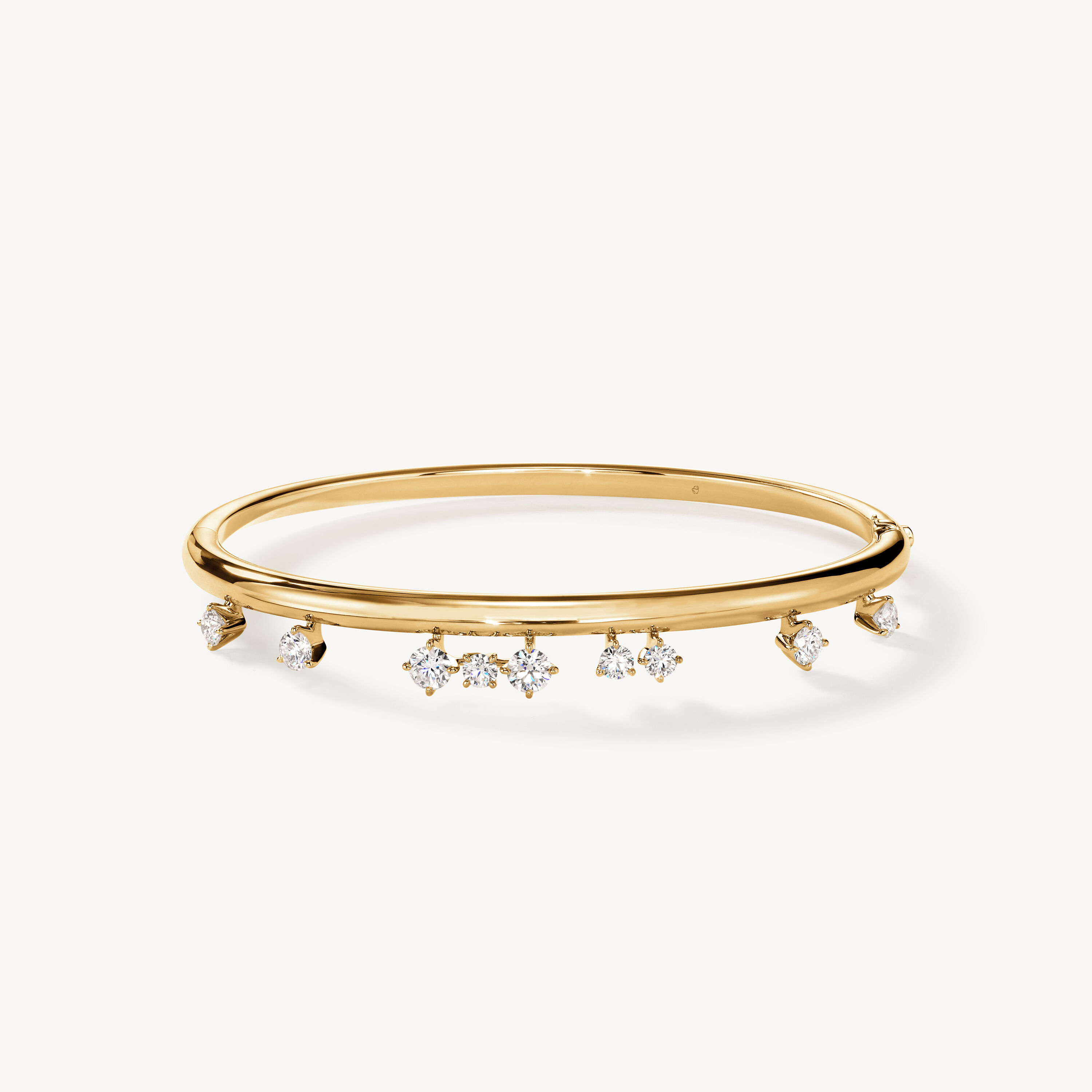 Barre Floating Diamond Bangle, 18K Yellow Gold, large