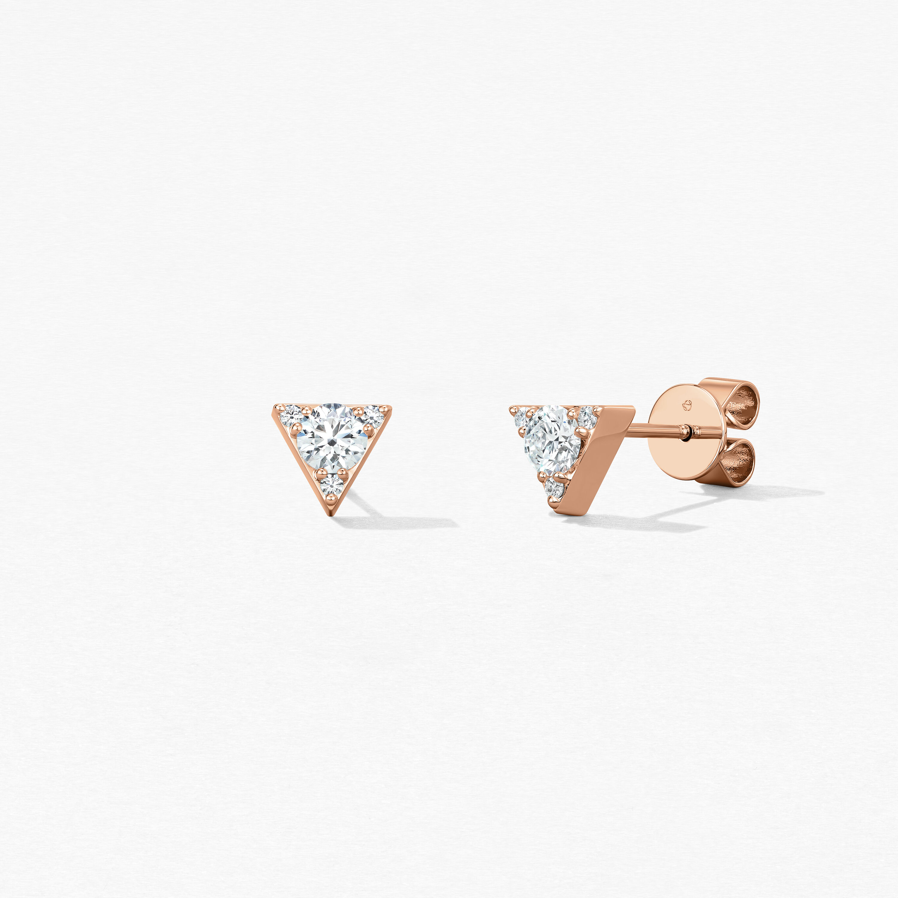 Triplicity Triangle Stud Earrings, 18K Rose Gold, large