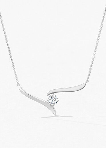 Vela Crossover 鑽石項鏈, 18K 白金 Vela Crossover 鑽石項鏈, 18K 白金, large