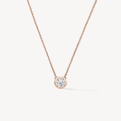 Classic Bezel鑽石項鏈, 18K 玫瑰金, large