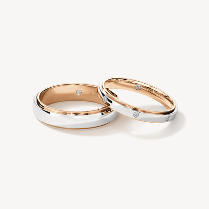 Star 結婚對戒, 鉑金和18K 玫瑰金, large