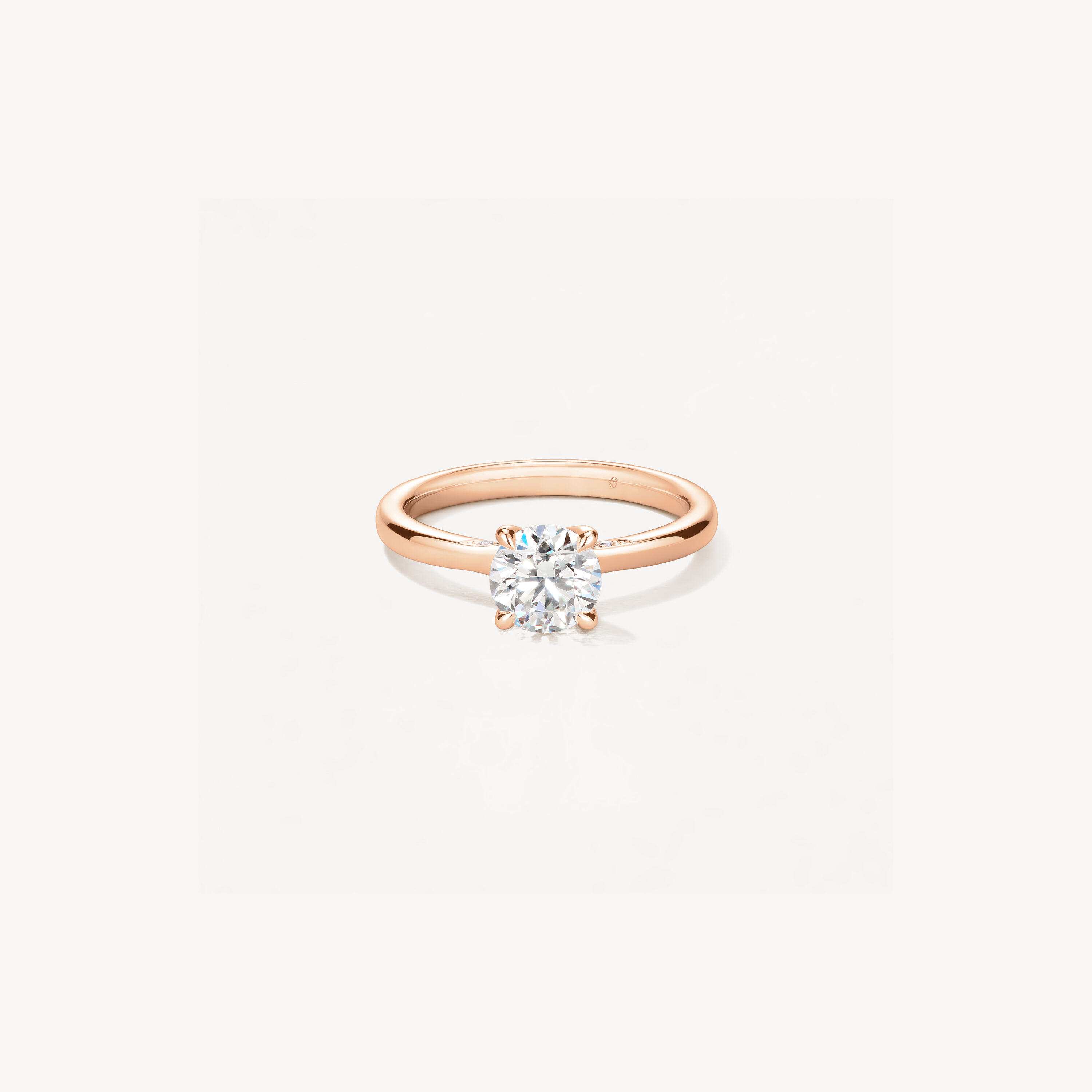 VELA Solitaire with Diamond Gallery 鑽石戒指, 18K 玫瑰金, large