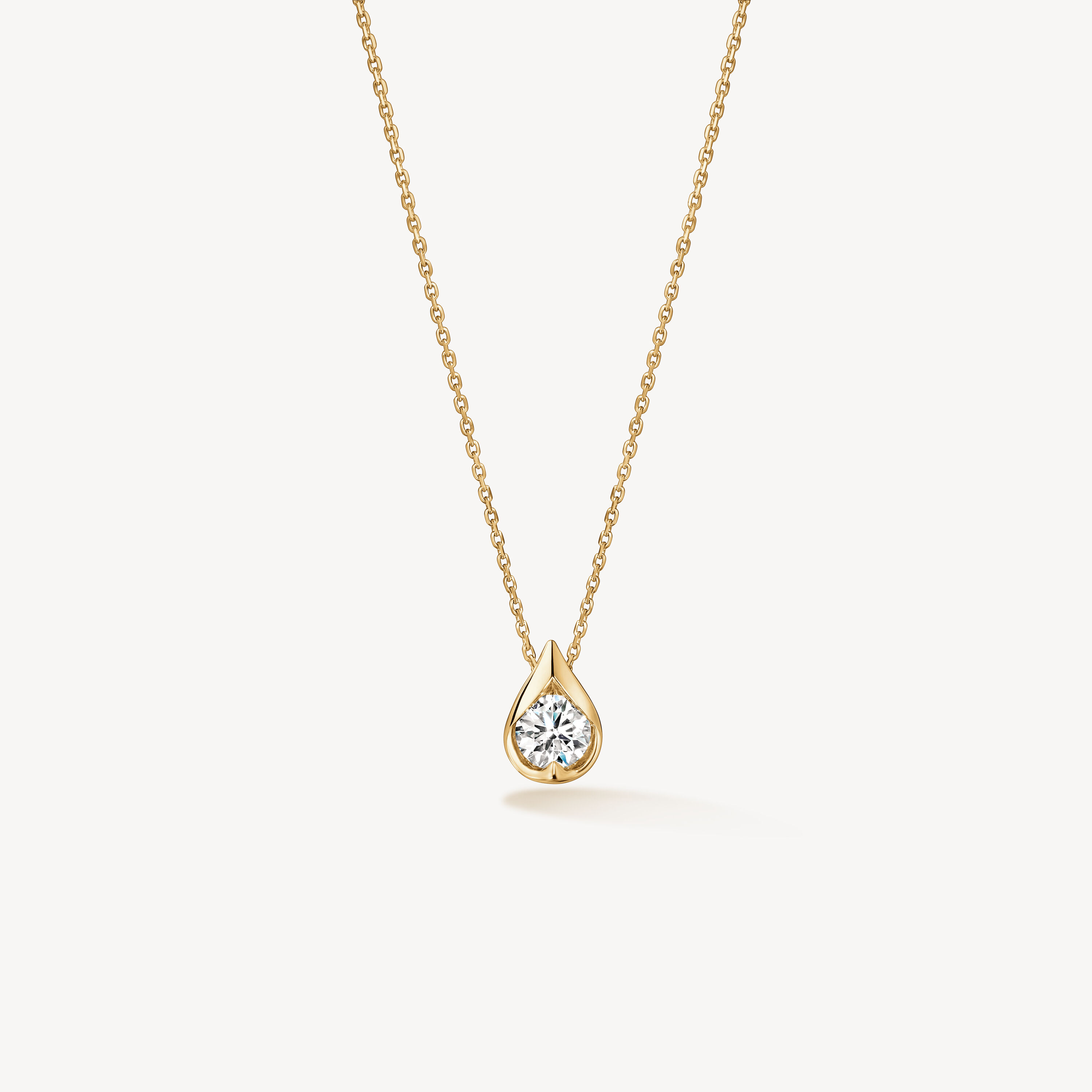 LU Single Diamond Pendant Necklace, 18K Yellow Gold, large