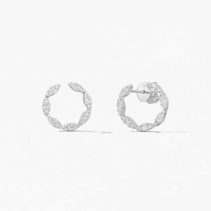 Aerial Marquise Wrap Earrings Small, 18K White Gold Aerial Marquise Wrap Earrings Small, 18K White Gold, large