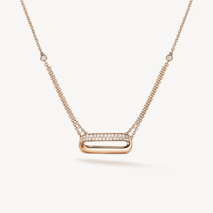 INSIDE/OUT Diamond Link Pendant Necklace, 18K Rose Gold, large