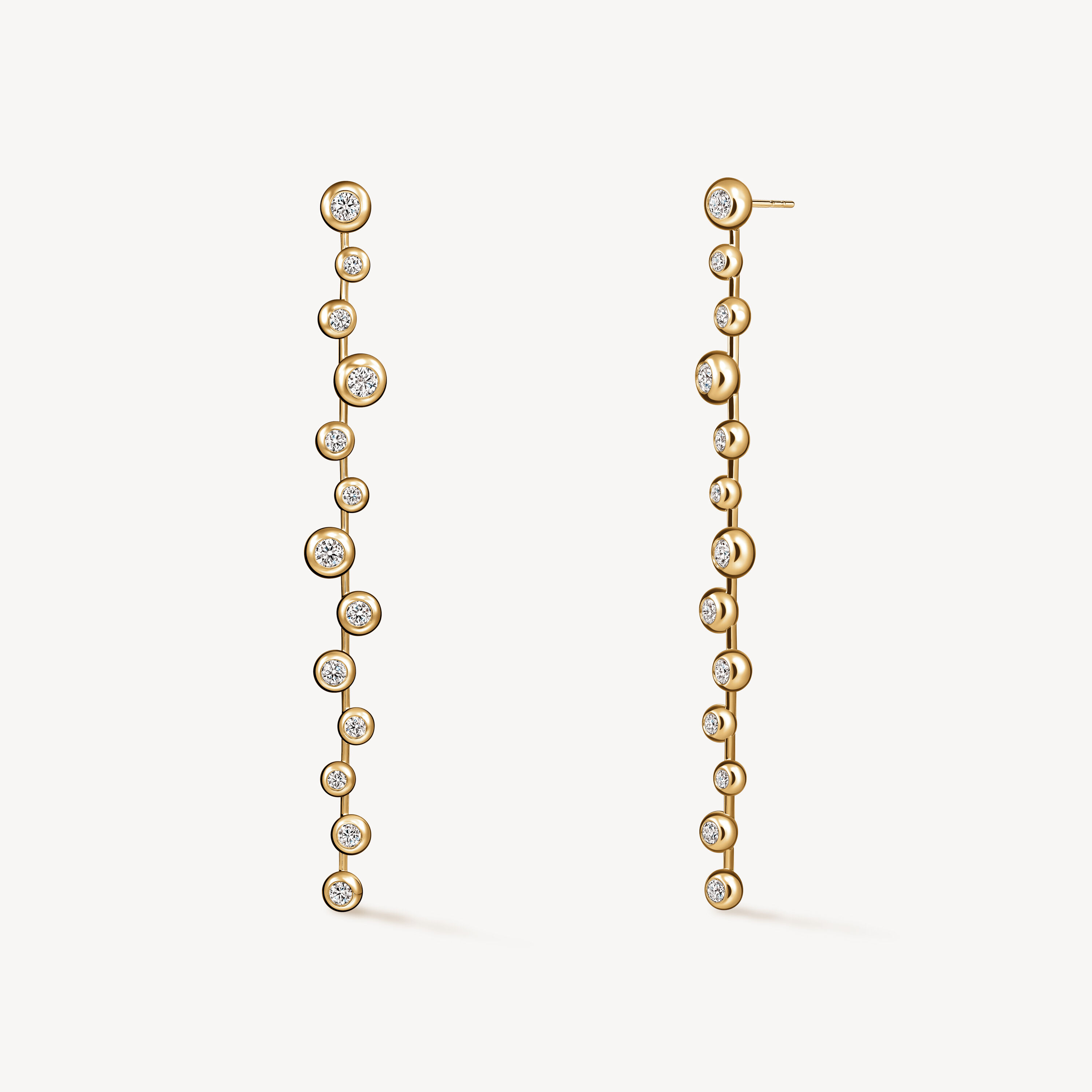 DREAM FLOATING STILETTO EARRINGS, 18K Yellow Gold, large