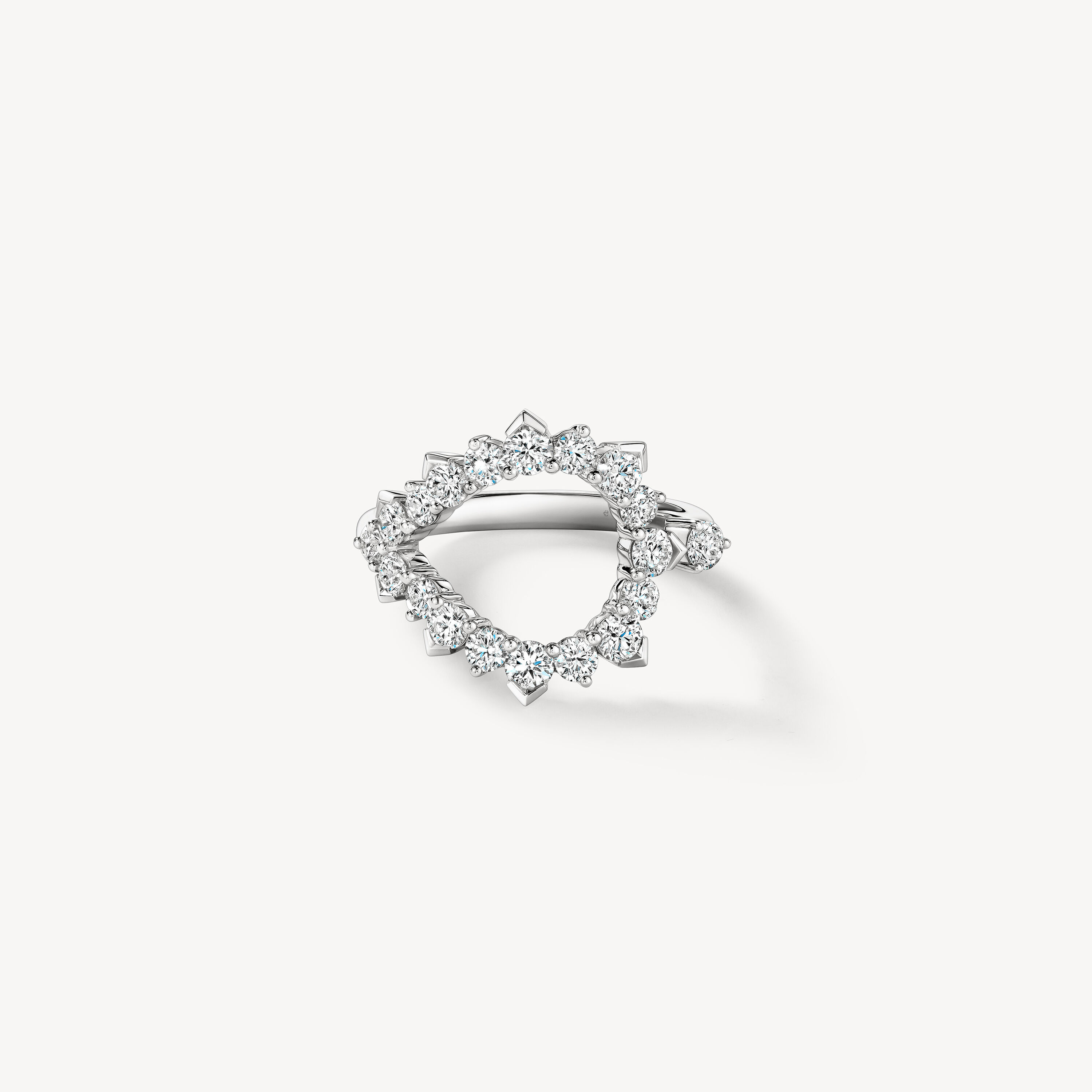 Aerial Open Sunburst Wrap 鑽石戒指, 18K 白金, large