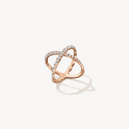 Lorelei Criss Cross 鑽石戒指, 18K 玫瑰金, large